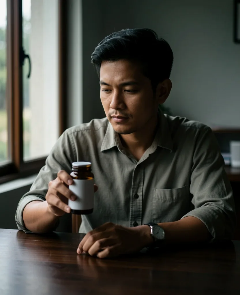 Man reviewing supplement information