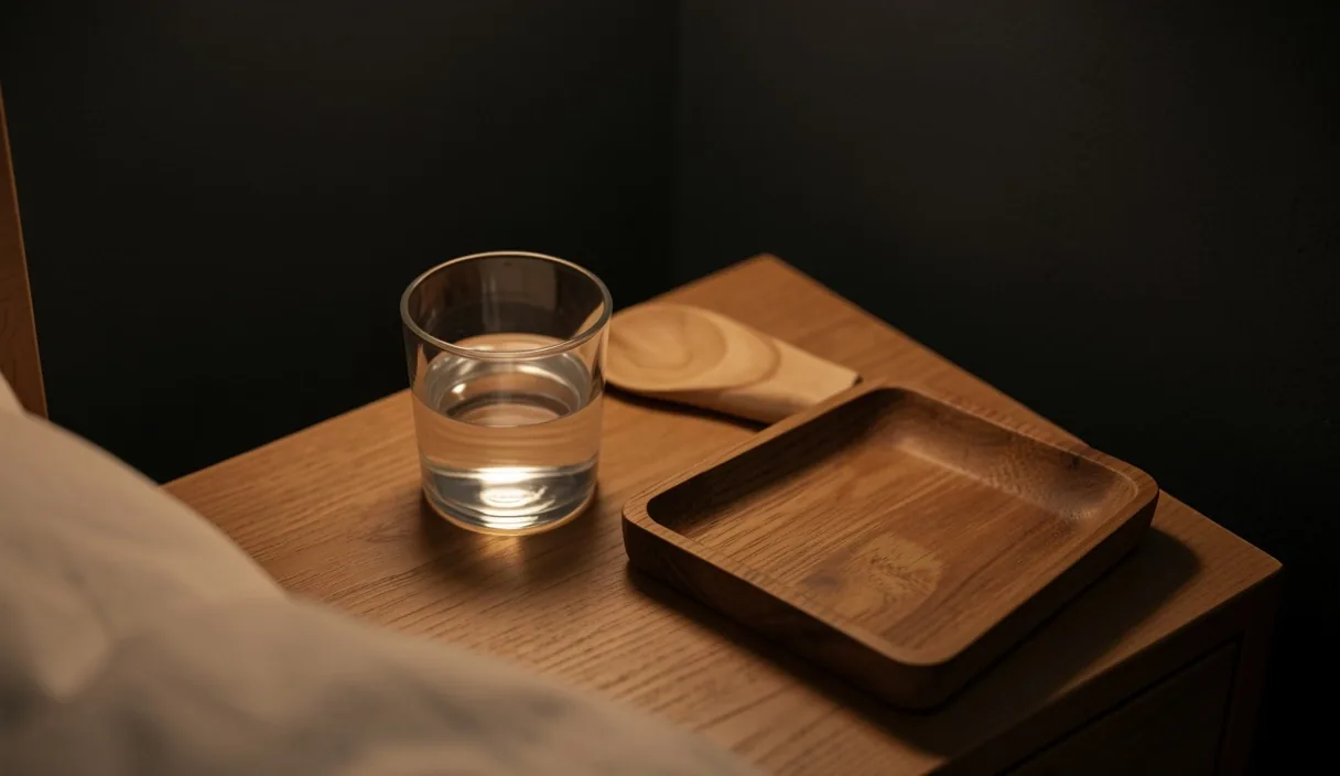 Dark minimalist bedroom set up for quality sleep