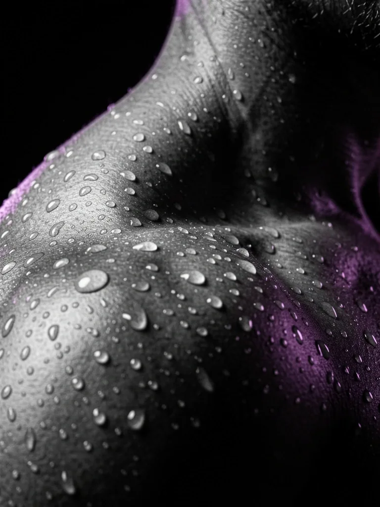 Sweat droplets on a man's shoulder after exercise