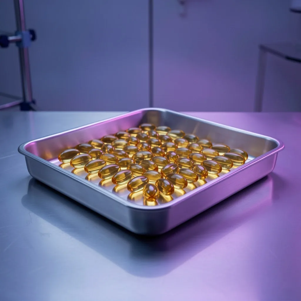 Supplement capsules on a dark surface